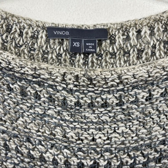 Vince Marled Open Knit Drop Shoulder Tunic Length Cotton Linen Silk Sweater XS - Picture 7 of 12